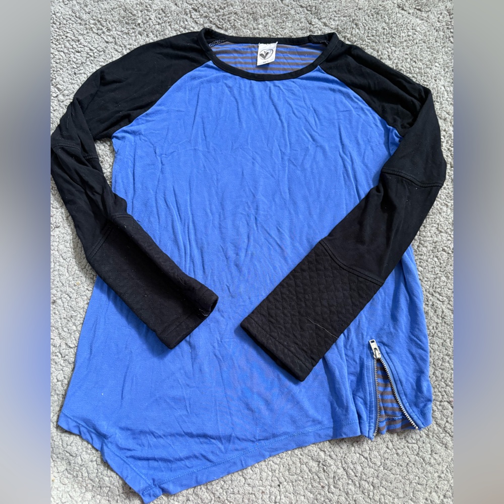 Limeapple Blue and Black Striped Top